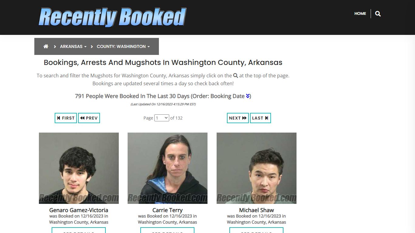 Bookings, Arrests and Mugshots in Washington County, Arkansas